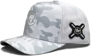 | THR Logo | Training Cap, Snapback, Adjustable, for Men and Women, Camouflage and Mesh, Training Bars Weightlifting, Cross Training Enthusiasts | Gray, Grey