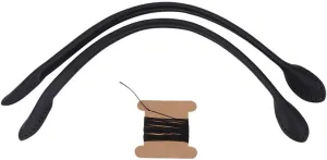 2Pcs Genuine Leather Bag Straps Handle for Hand Accessories Thread Black Brown Beige(Black)