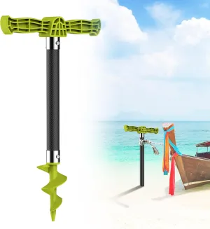 Boat Sand Anchor,Carbon Fiber Shallow Water Anchor with T-Handle and Nylon Glass Fiber Auger,Corrosion-Resistant Sand Anchor for Under 23ft Boat and Kayak Anchor, Green