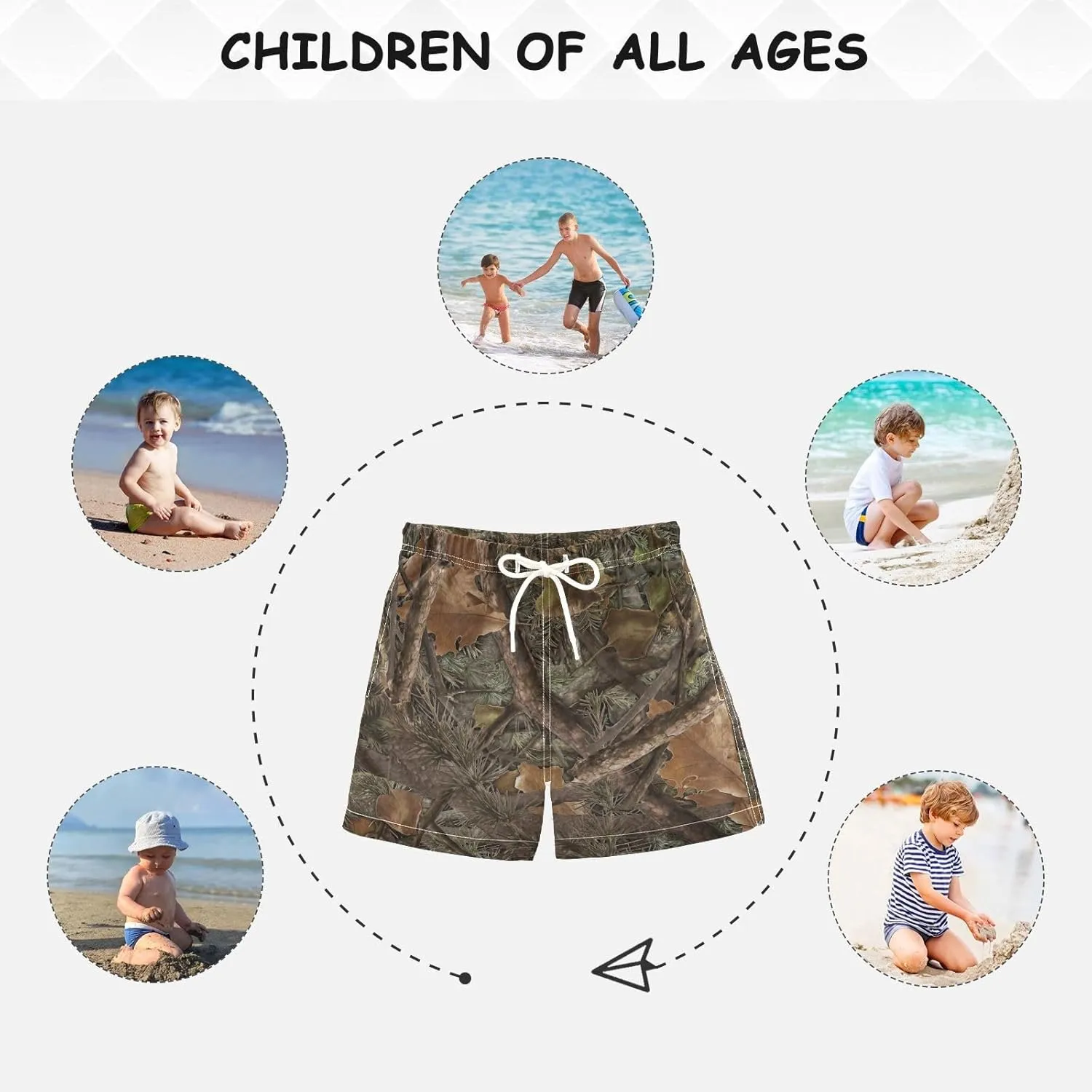 Boys Swim Trunks Beach Board Shorts Quick Dry Swimsuit Bathing Suits with Mesh Lining