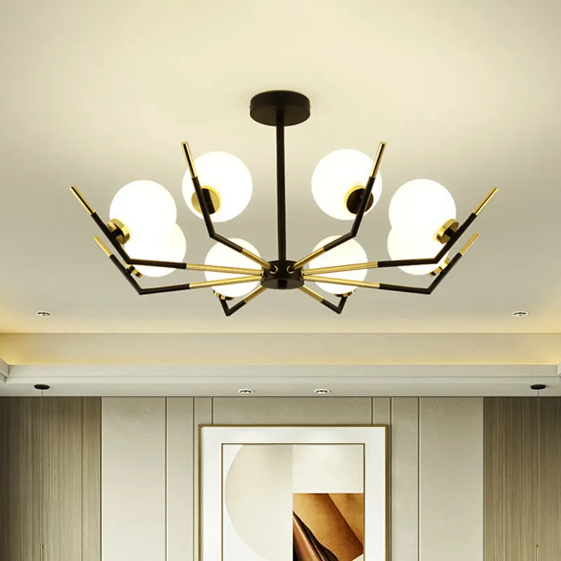 Contemporary Iron Claw-Shaped Chandelier - 6/8/10 Lights, White Glass Shade