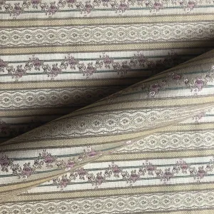 Country Chic Floral Stripe Embroidered Upholstery Fabric 54"