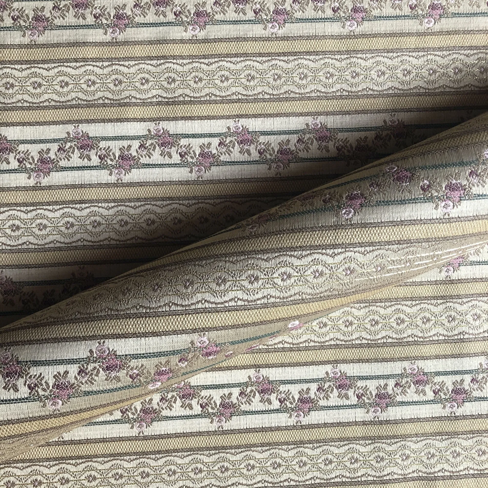 Country Chic Floral Stripe Embroidered Upholstery Fabric 54"