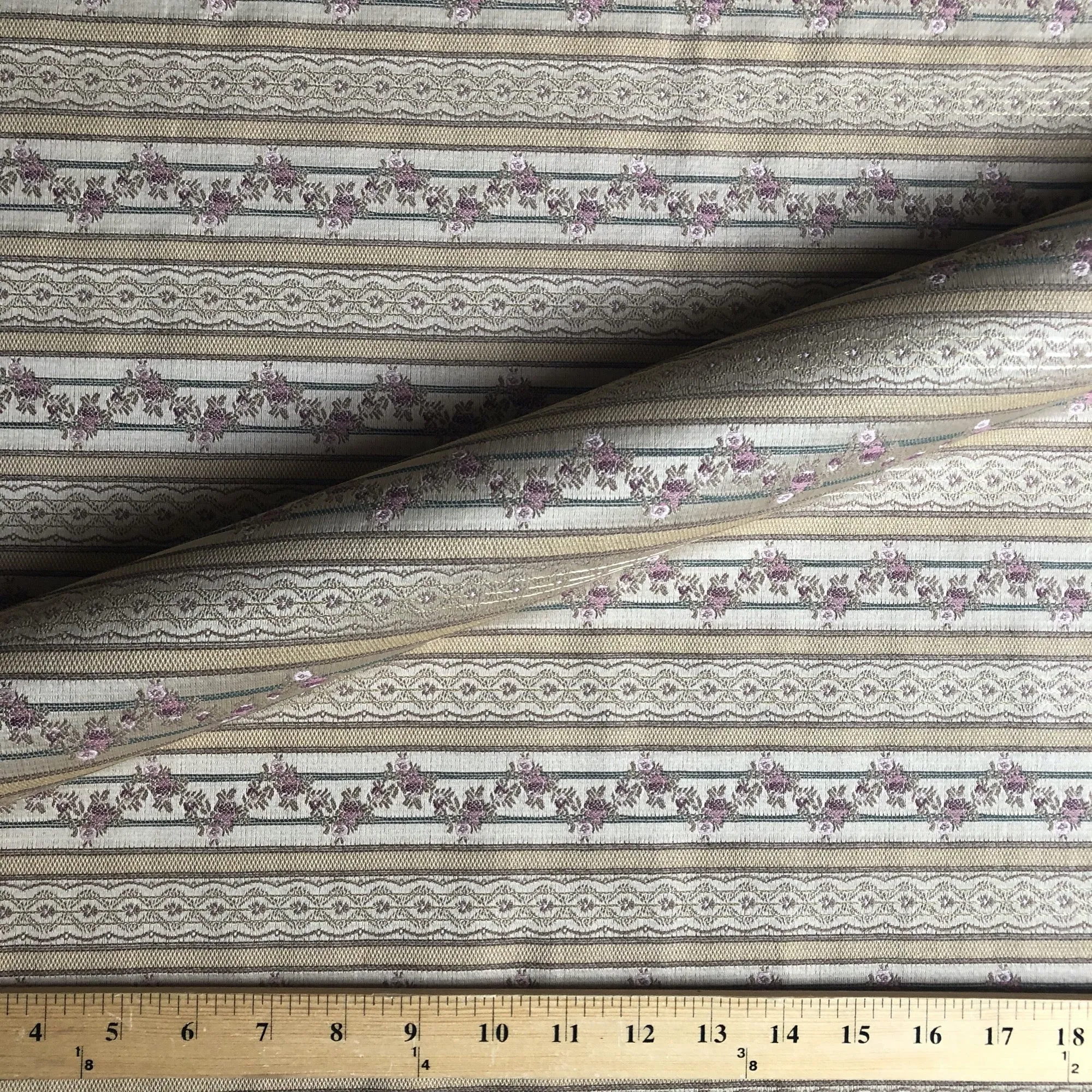 Country Chic Floral Stripe Embroidered Upholstery Fabric 54"