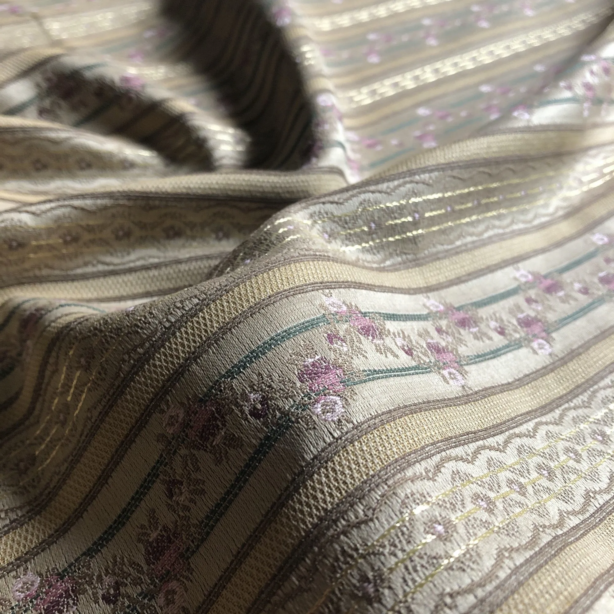 Country Chic Floral Stripe Embroidered Upholstery Fabric 54"