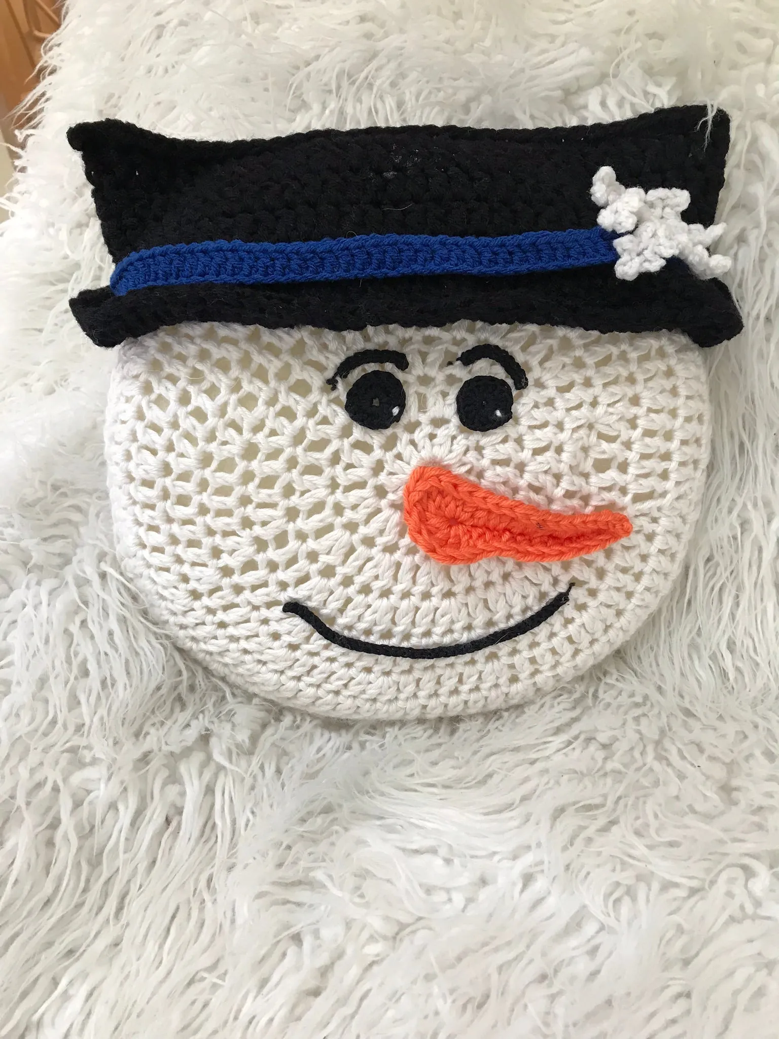 Crochet Pattern Beginner Project Easy Snowman Pillow