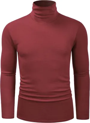 Derminpro Men's Slim Fit Soft Turtleneck Long Sleeve Pullover Lightweight T-Shirt