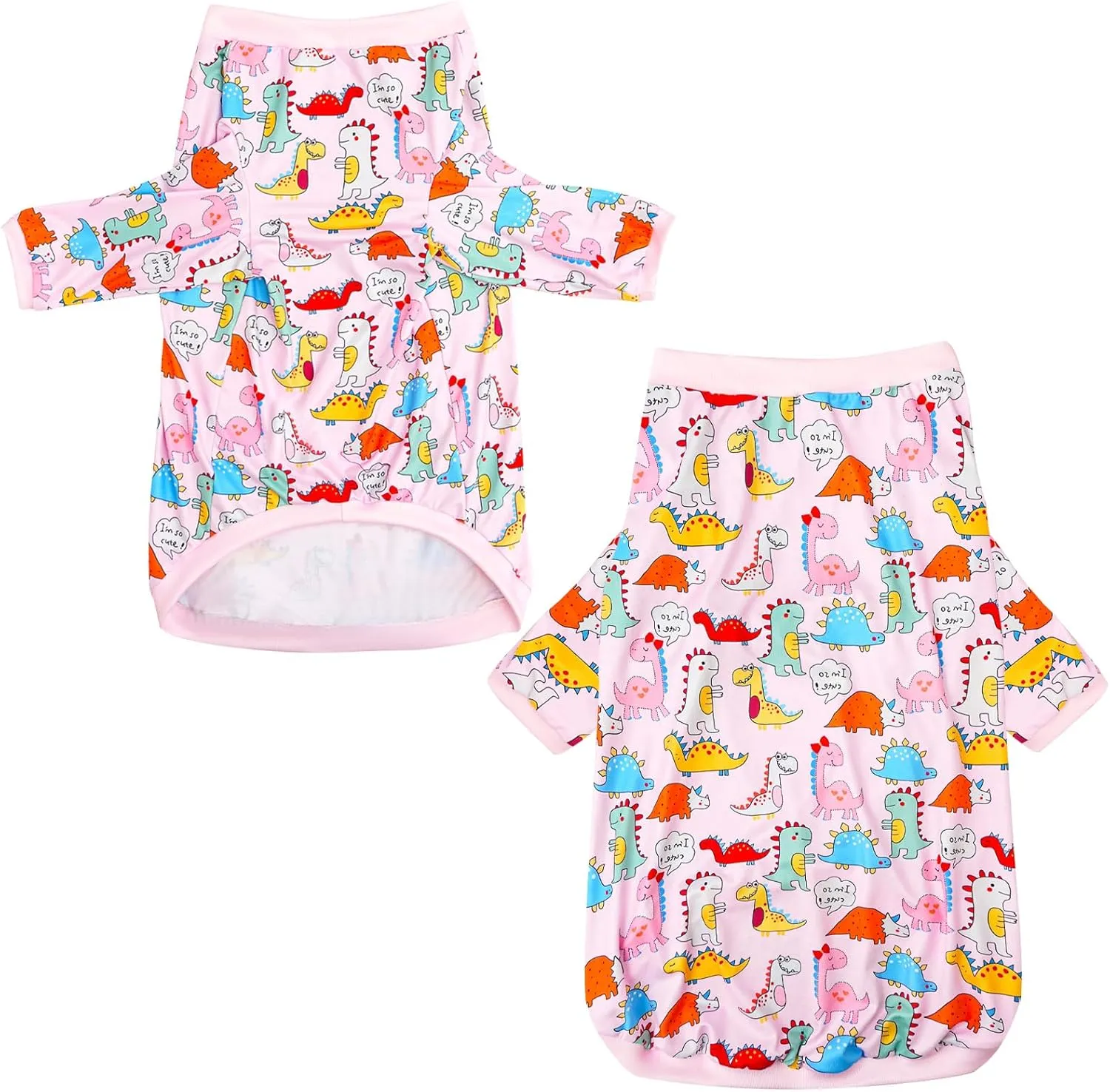 Dinosaur Dog T Shirts Cute Dinosaur Pattern Printed Apparel Shirt for Large Dogs Softable Stretchy Pet Clothes (2XL, Pink Dinosaur)