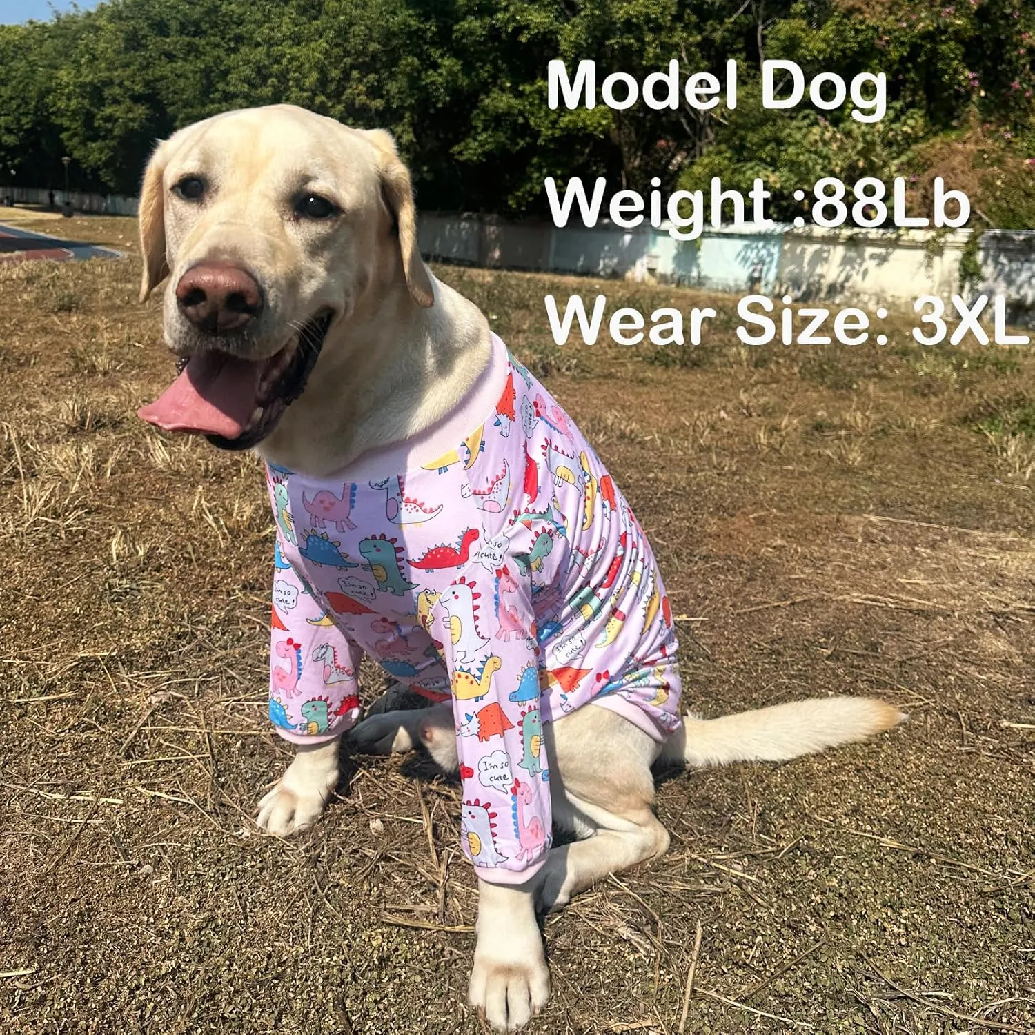 Dinosaur Dog T Shirts Cute Dinosaur Pattern Printed Apparel Shirt for Large Dogs Softable Stretchy Pet Clothes (2XL, Pink Dinosaur)