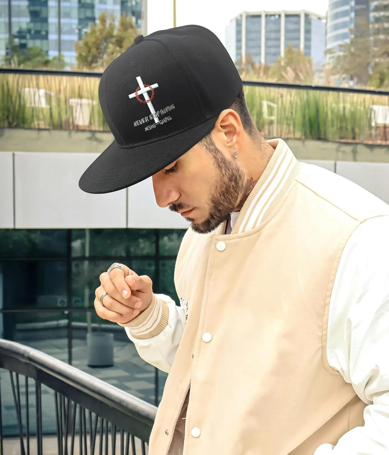 Embroidery Flat Bill Hats for Men Flat Brim Snapback Hats for Men Snap Back Mens Trucker Golf Hat