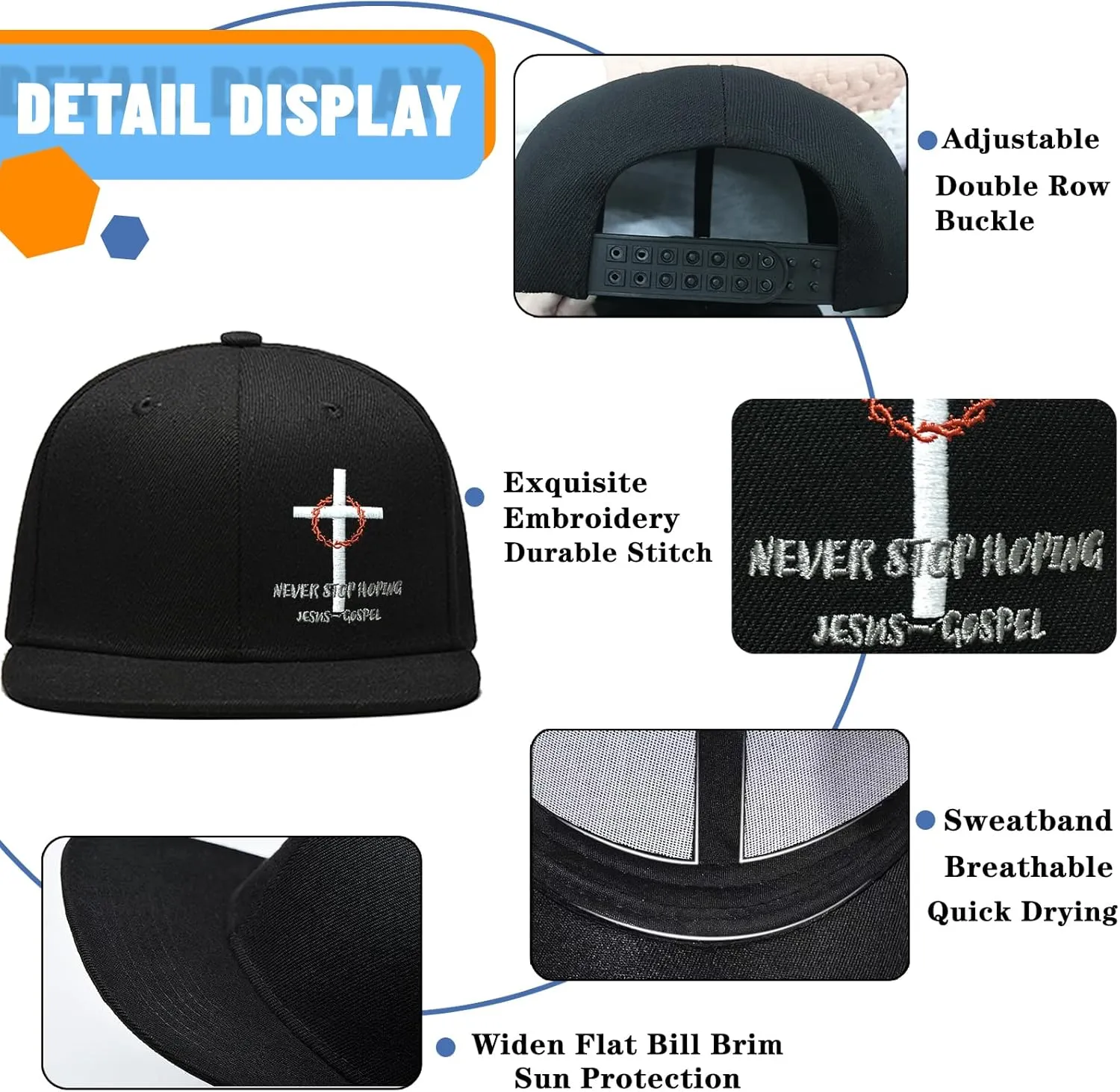 Embroidery Flat Bill Hats for Men Flat Brim Snapback Hats for Men Snap Back Mens Trucker Golf Hat