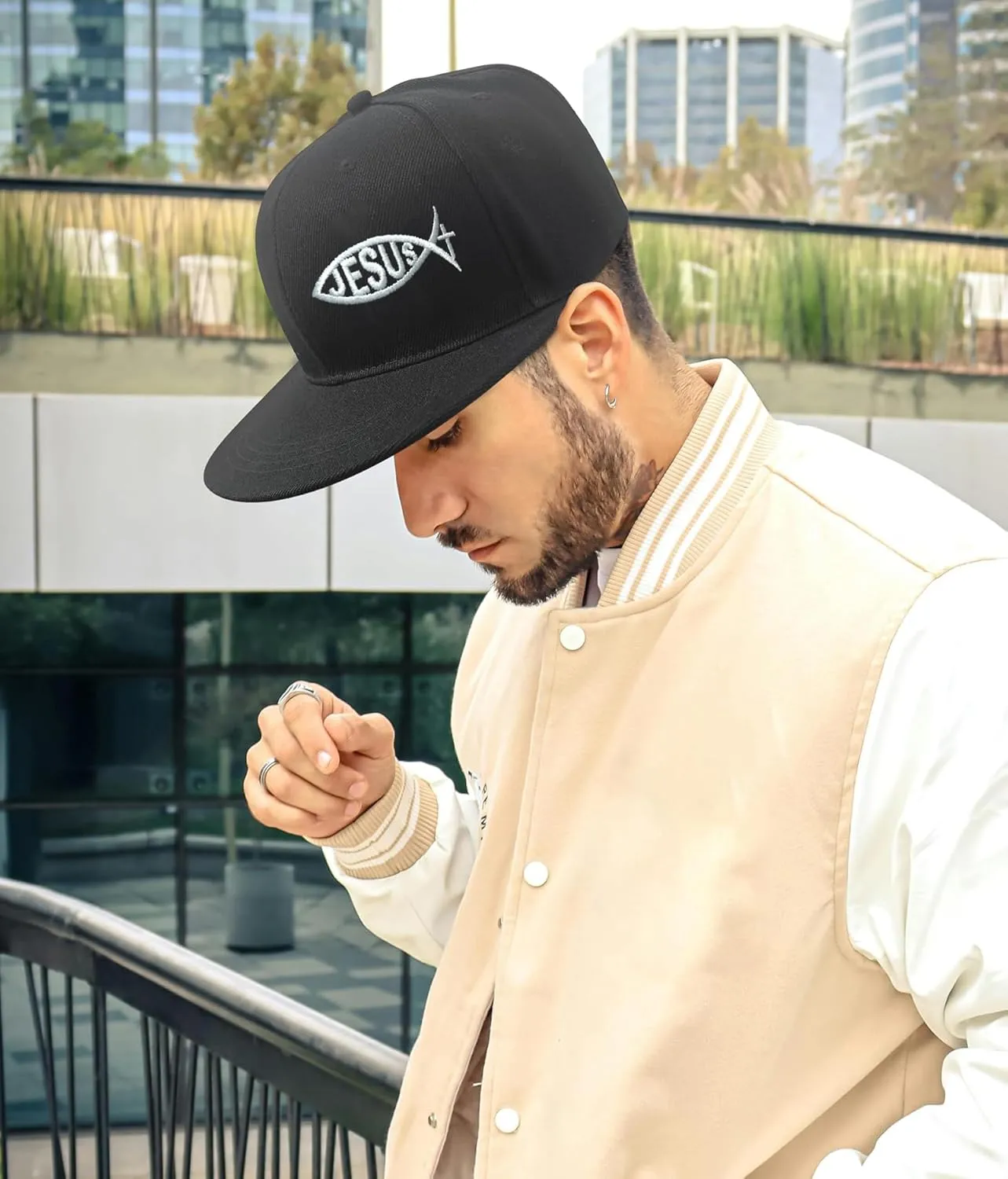 Embroidery Snapback Hats for Men Embroidered Flat Bill Brim Hats for Men