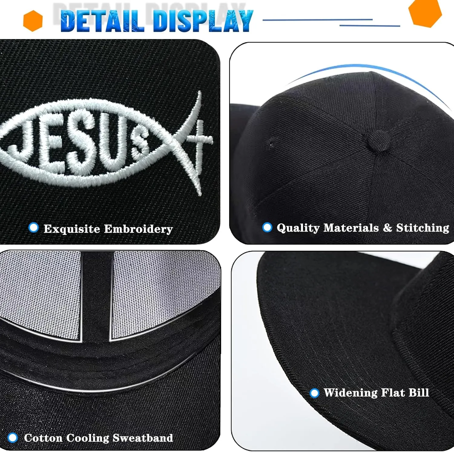Embroidery Snapback Hats for Men Embroidered Flat Bill Brim Hats for Men