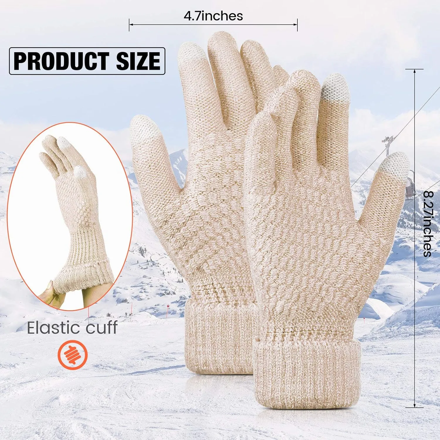 Geyoga 4 Pairs Women's Winter Touch Screen Gloves Soft Warm Fleece Lined Knit Elastic Cuff Texting Gloves