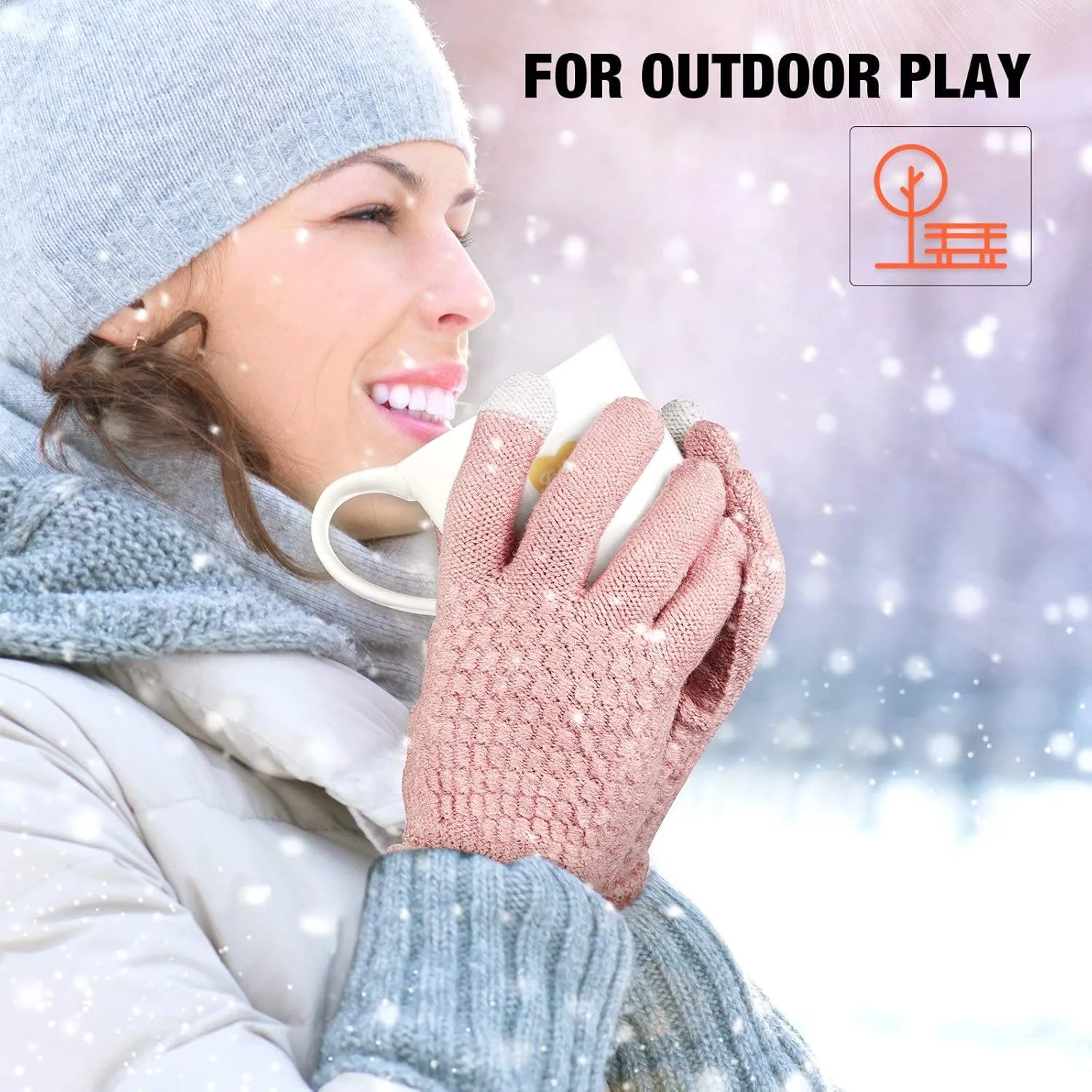 Geyoga 4 Pairs Women's Winter Touch Screen Gloves Soft Warm Fleece Lined Knit Elastic Cuff Texting Gloves