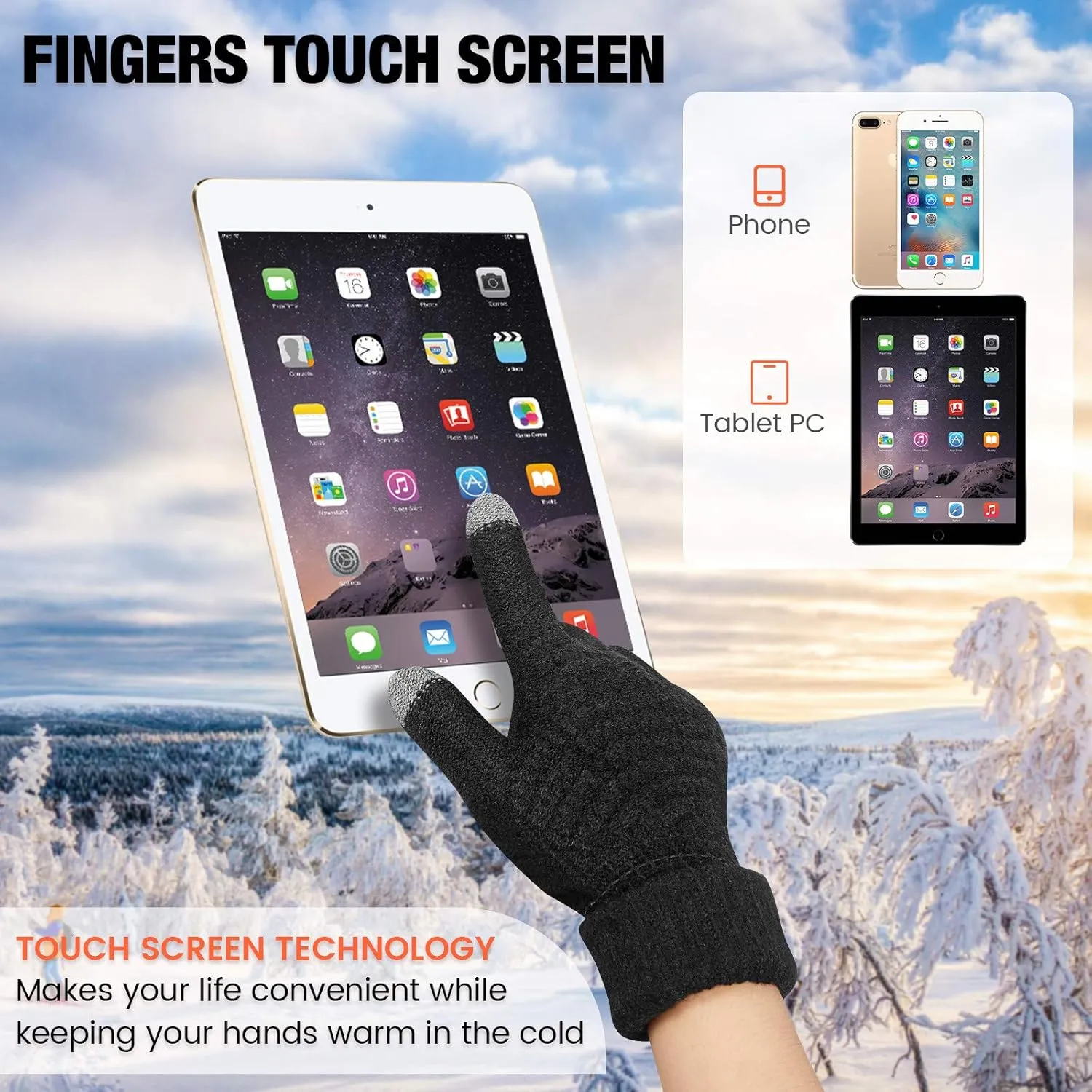 Geyoga 4 Pairs Women's Winter Touch Screen Gloves Soft Warm Fleece Lined Knit Elastic Cuff Texting Gloves