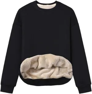 Gihuo Women's Winter Fleece Sherpa Lined Crewneck Pullover Sweatshirt