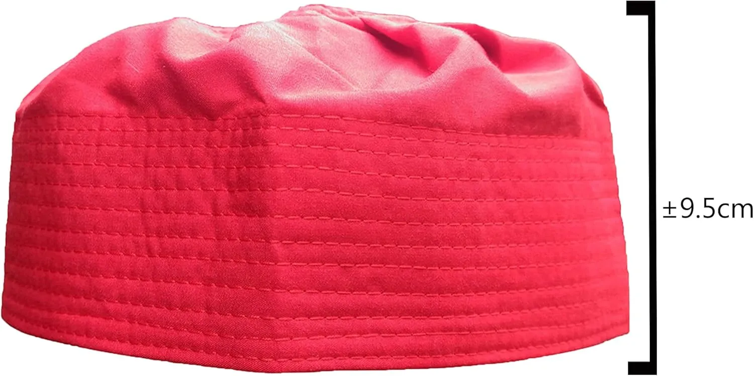 Gray Cotton-Blend Pleated Top 3.5in Tall Fabric Kufi Prayer Cap Beanie