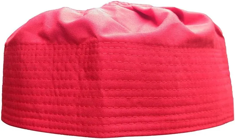 Gray Cotton-Blend Pleated Top 3.5in Tall Fabric Kufi Prayer Cap Beanie