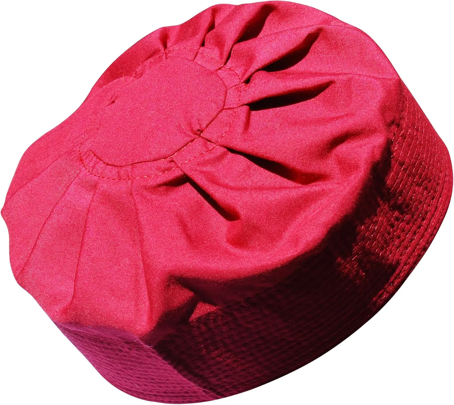 Gray Cotton-Blend Pleated Top 3.5in Tall Fabric Kufi Prayer Cap Beanie