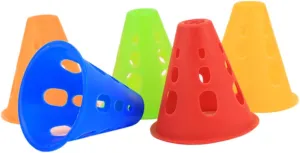 HANABASS Outdoor Windproof Skating Obstacle Cones 50 Pcs Set of Numbered Cones Yellow Red Flat Base for Hockey and Training