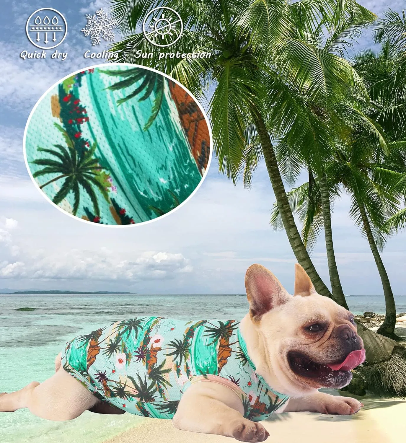 Hawaiian Dog Shirts,Quick Dry Summer Cooling Mesh Coconut Printing T-Shirt for Large Dogs,Pink Green L