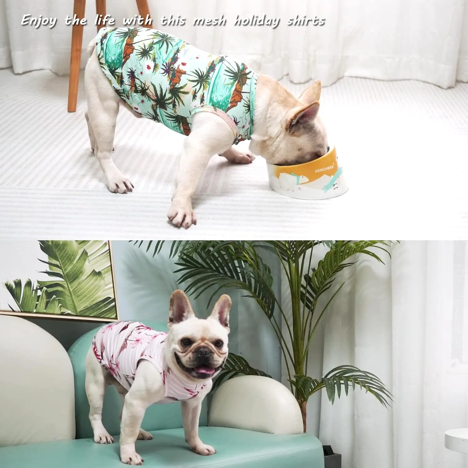Hawaiian Dog Shirts,Quick Dry Summer Cooling Mesh Coconut Printing T-Shirt for Large Dogs,Pink Green L
