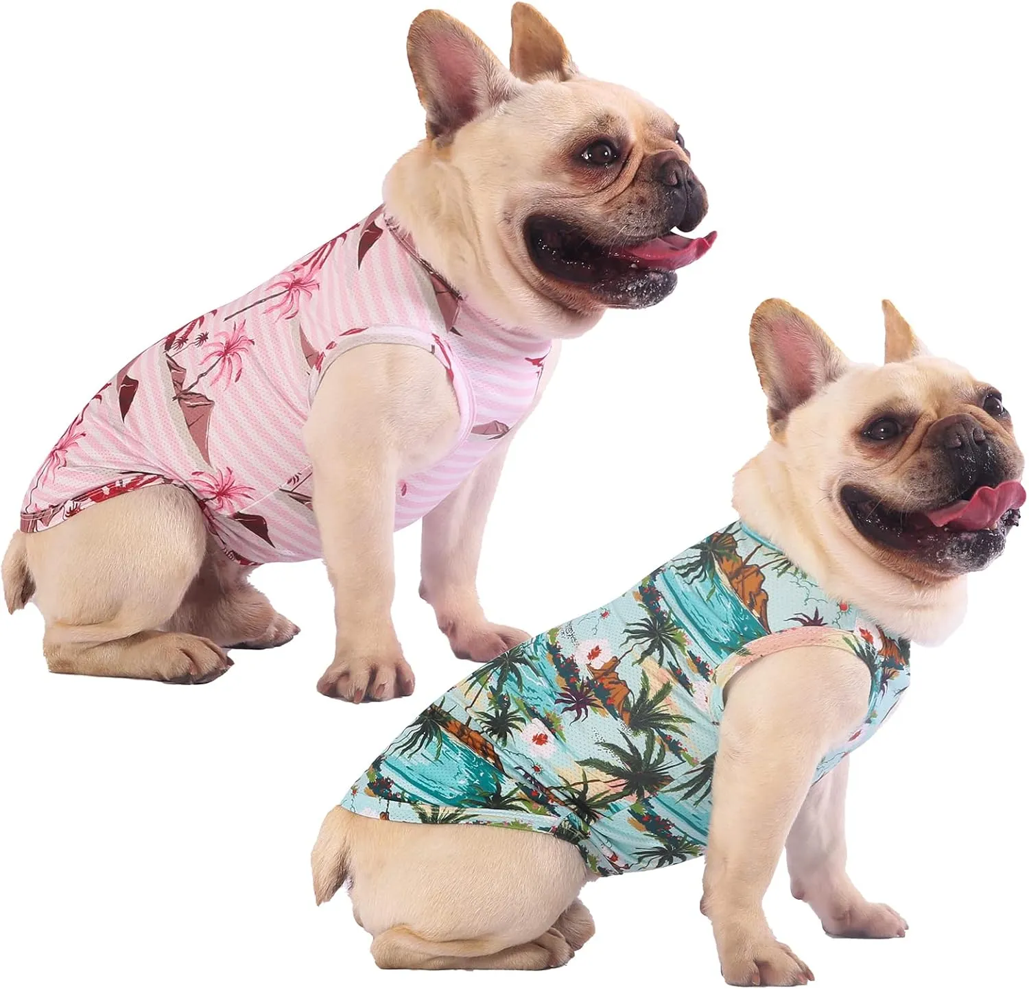 Hawaiian Dog Shirts,Quick Dry Summer Cooling Mesh Coconut Printing T-Shirt for Large Dogs,Pink Green L