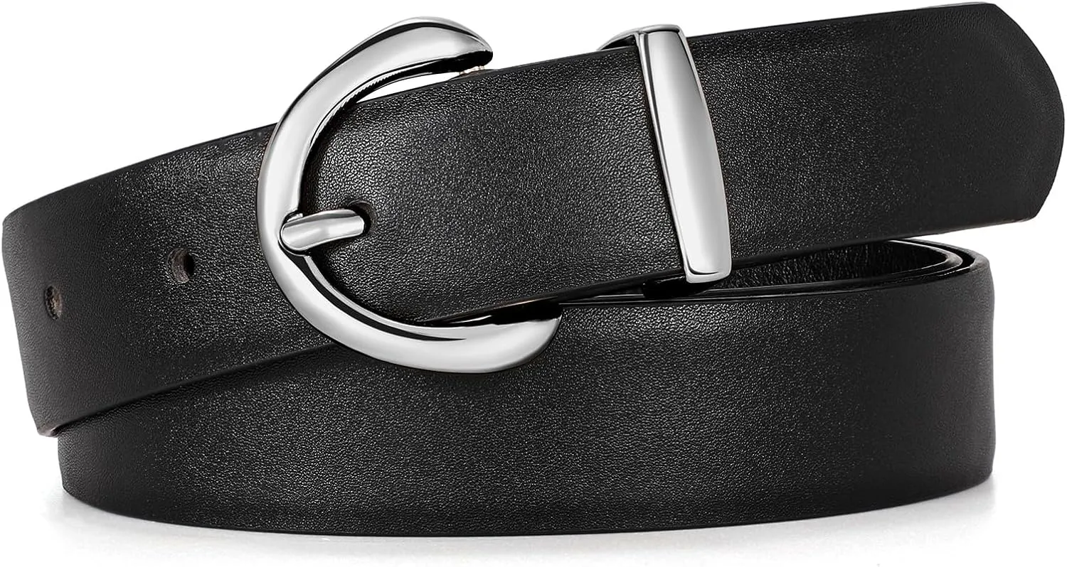 JASGOOD Women Leather Belt Fashion Ladies Waist Belt for Jeans Casual Faux Leather Belt with Gold Buckle