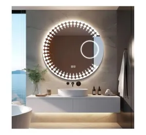 LAXMI Glass Shop Glass Brown Round Decorative Wall Mirror | Living Room Wall Mirror | Mirror for Bathrooms | Mirror in Home | Decorative Mirror | Modern Mirror | Mirror Size : 42"X42" Inches