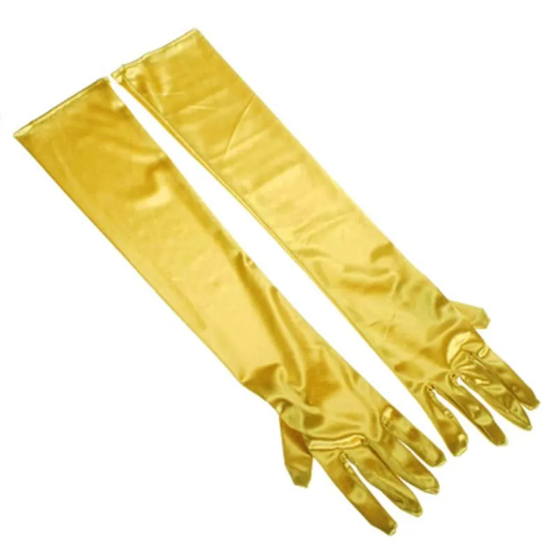 Long Satin Elastic Etiquette Gloves Full Finger Driving Glove