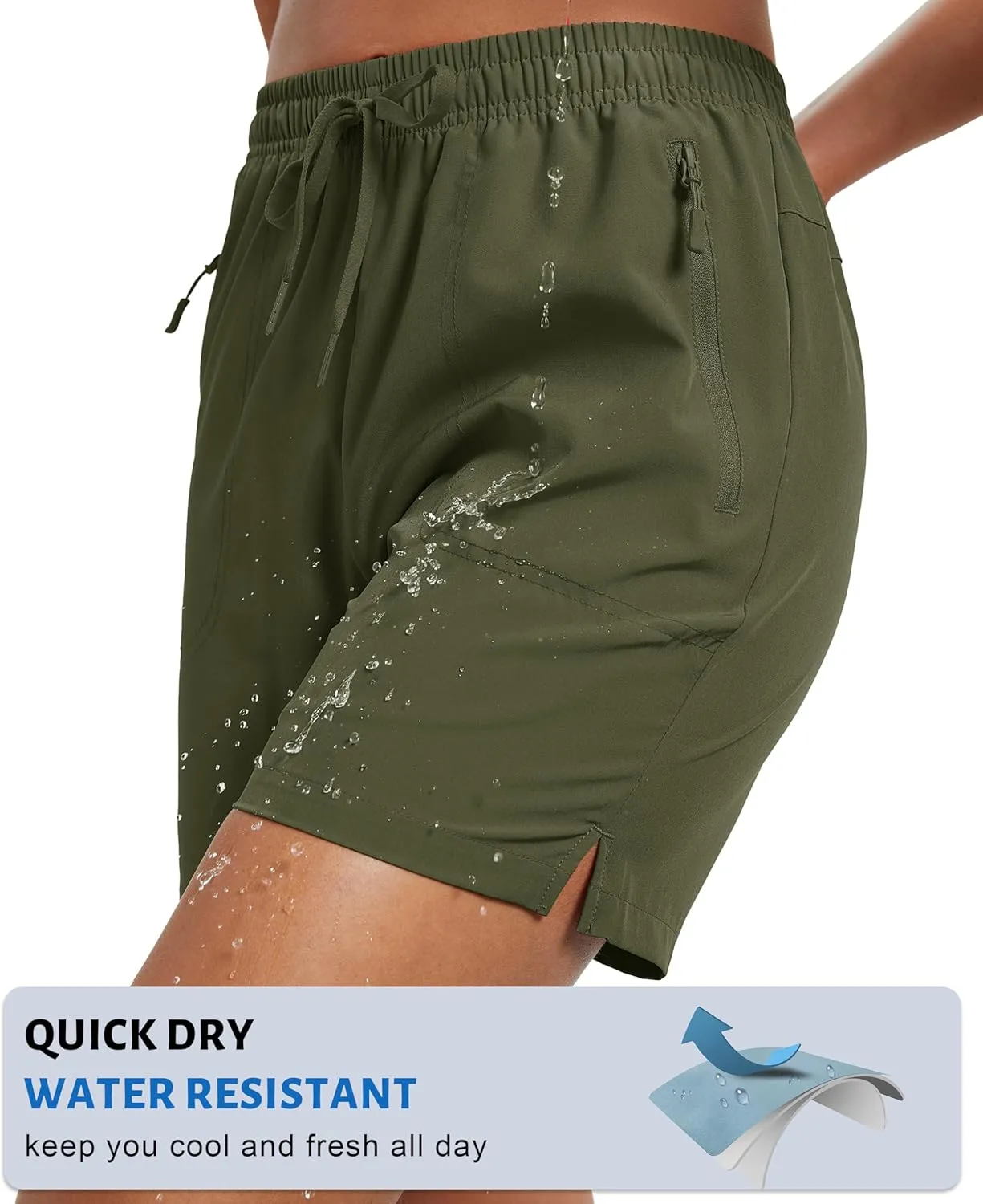 MAGCOMSEN Women's 5" Hiking Shorts UPF 50  Quick Dry Lightweight Athletic Running Golf Summer Casual Shorts with Pockets