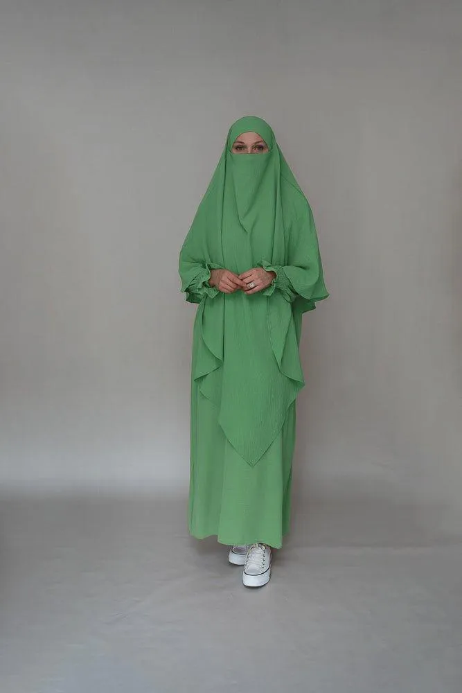 Mint Green Two layer khimar niqab feature