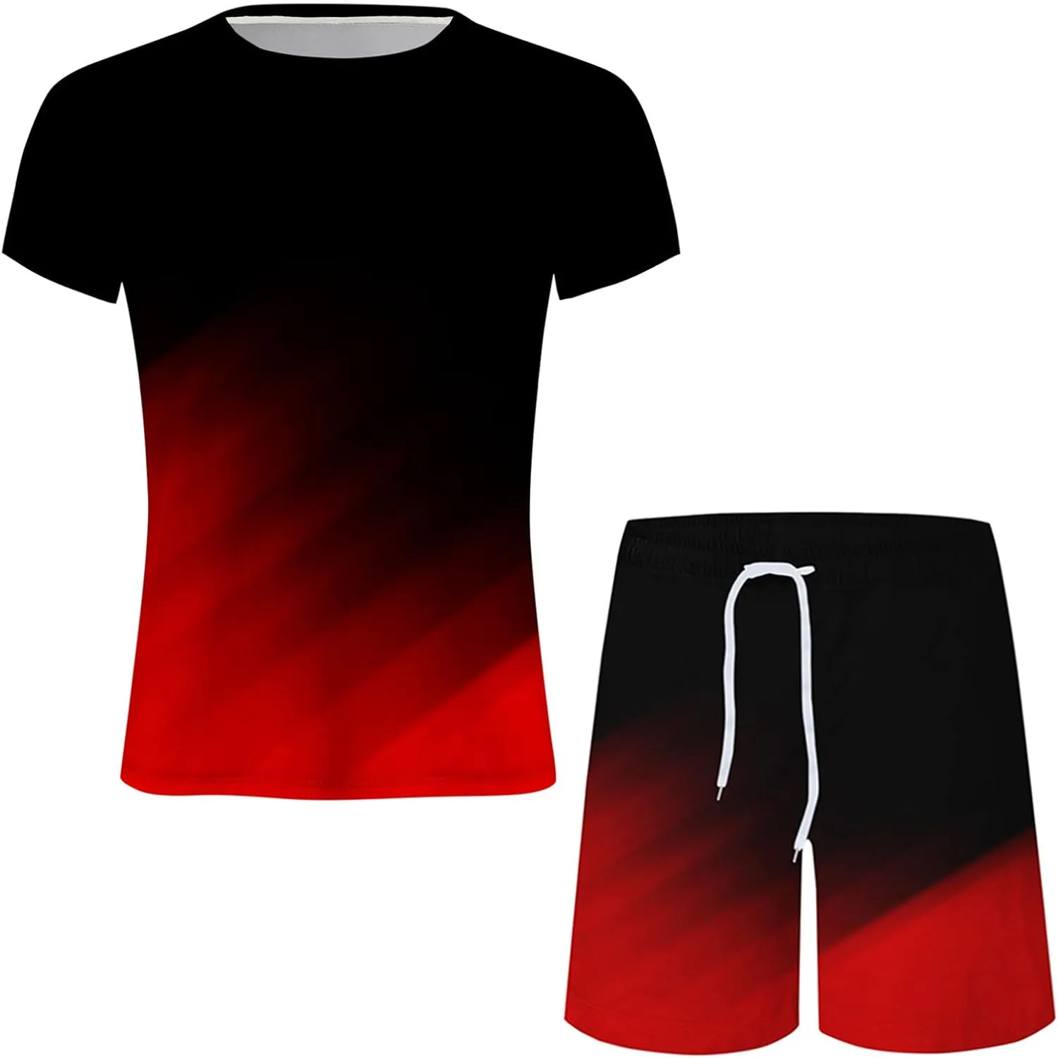 Muscularfit Mens Short Sets 2 Piece Outfits Causal Gradient Color Tracksuit Sweatshirt and Drawstring Shorts Set for Men 2023
