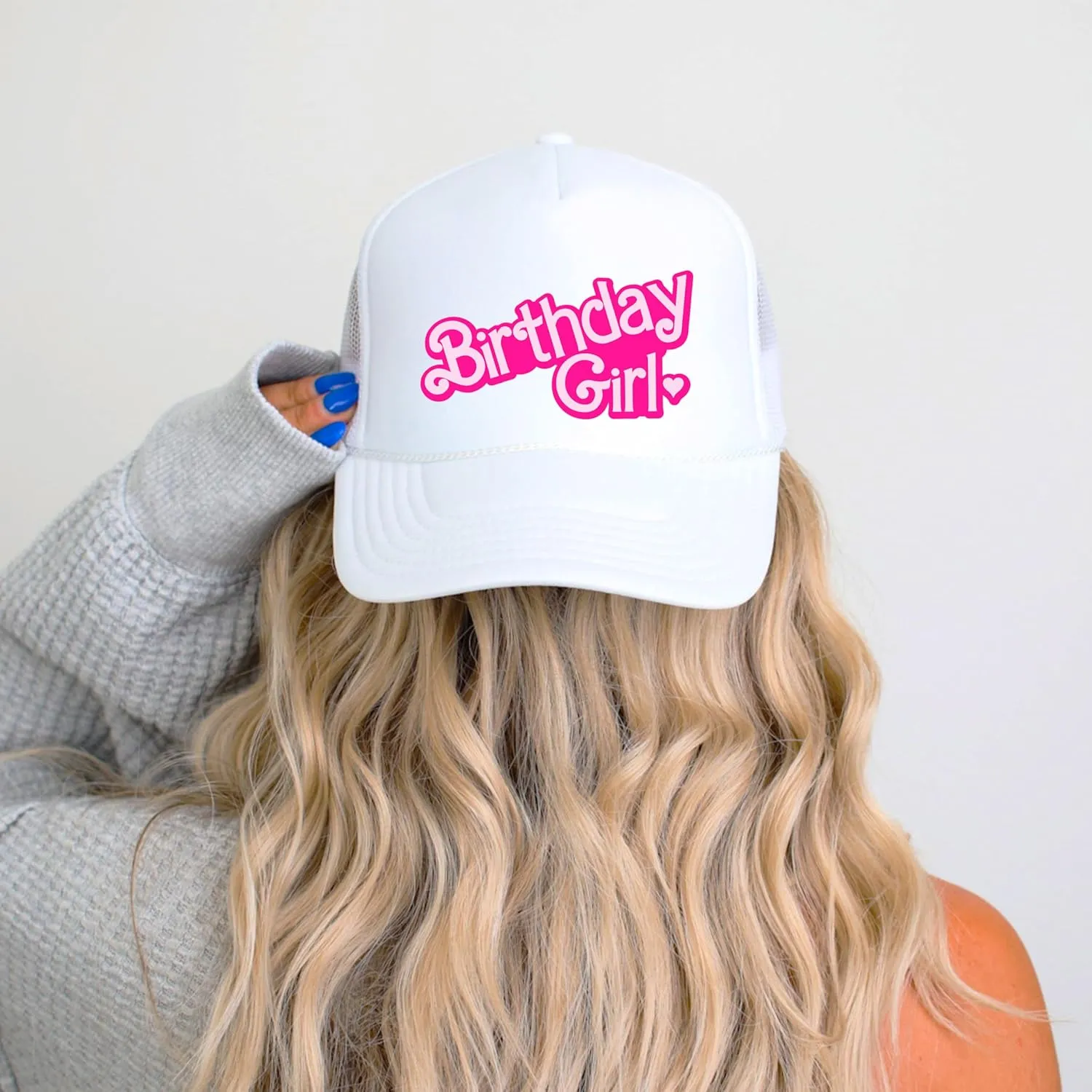 Olive Loves Apple Birthday Girl Heart Hat for Women and Teens Trendy Pink Girly Adult Classic 5 Panel Mesh Snapback