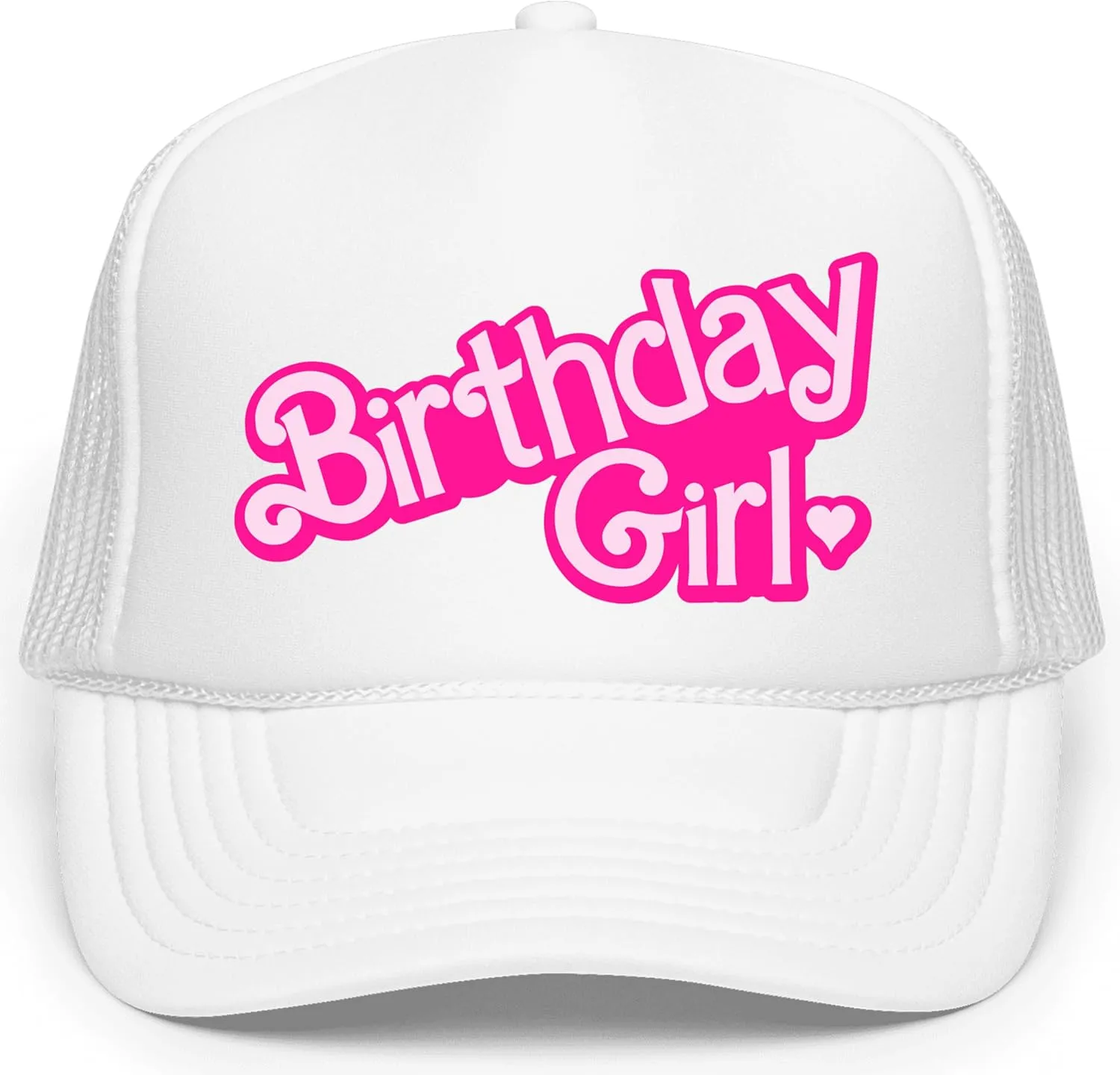 Olive Loves Apple Birthday Girl Heart Hat for Women and Teens Trendy Pink Girly Adult Classic 5 Panel Mesh Snapback