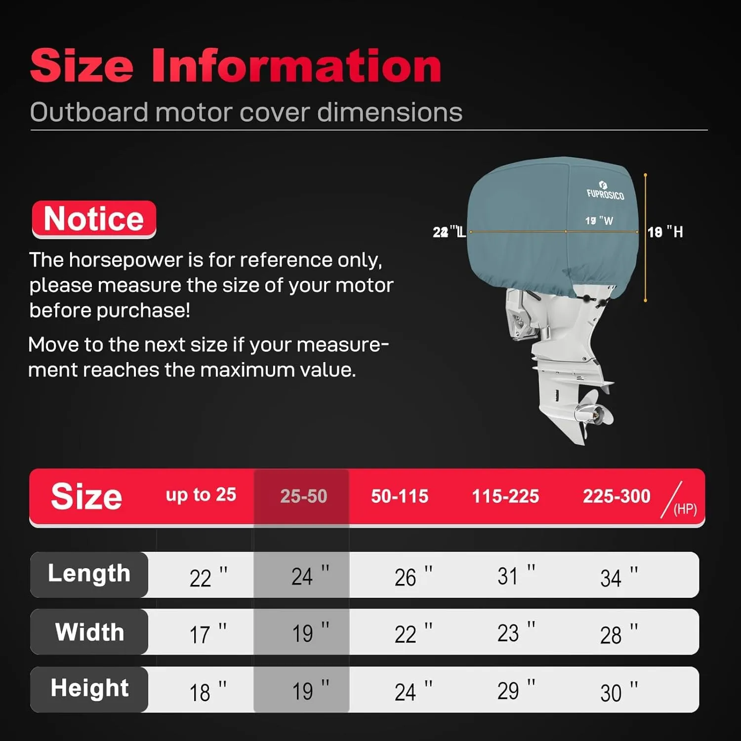 Outboard Motor Cover Waterproof Heavy Duty 900D Oxford with Cotton Lining Boat Motor Cover Fits 25-50 HP Outboard Engine,Grey Green