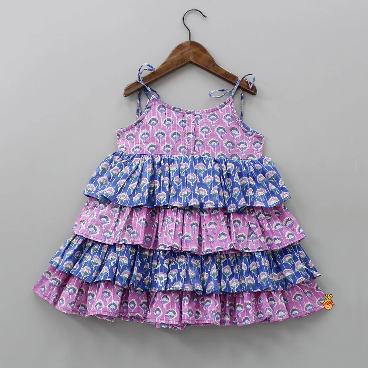 Pre Order: Layered Tie Up Straps Multicolour Dress