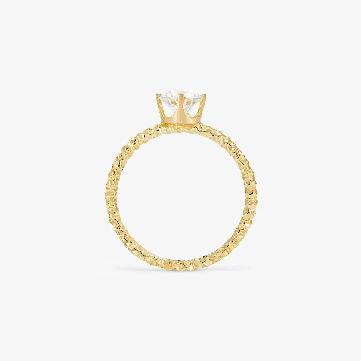 R9007W | 5.6mm White Diamond Homespun Solitaire Ring