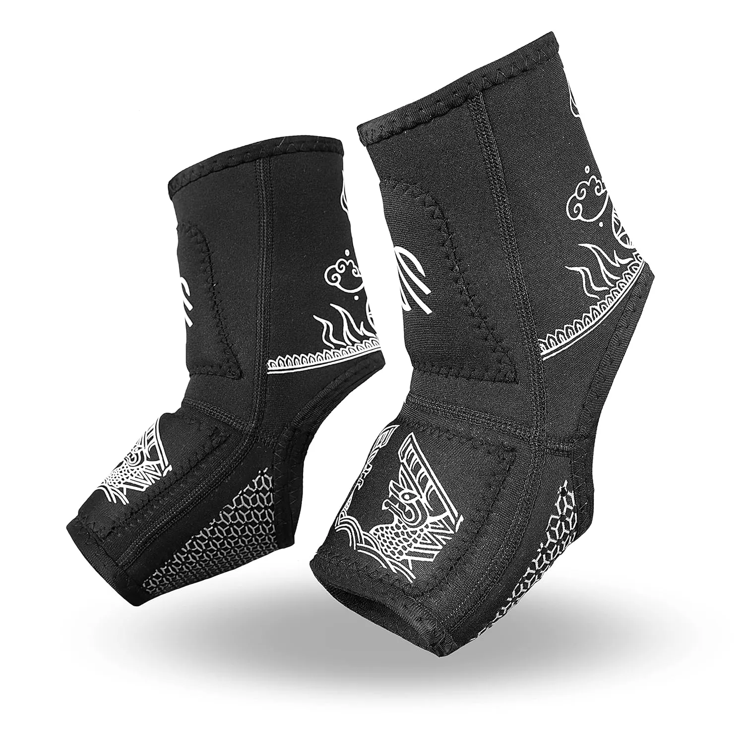 Sanabul Battle Forged Striking Gel Ankle Guard for MMA Muay Thai Kick Boxing 1 Pair - Black/White, Small/ Medium