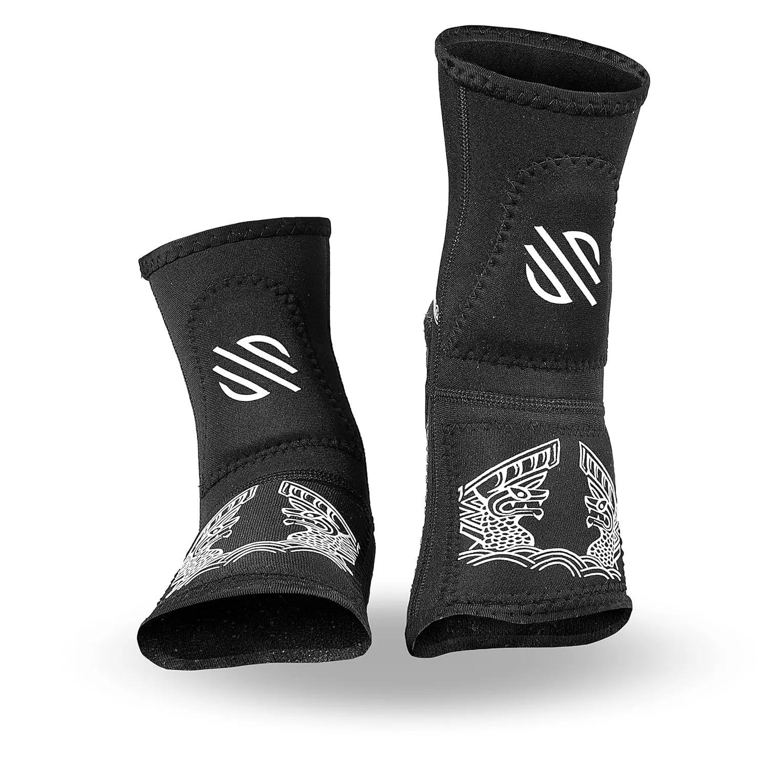 Sanabul Battle Forged Striking Gel Ankle Guard for MMA Muay Thai Kick Boxing 1 Pair - Black/White, Small/ Medium