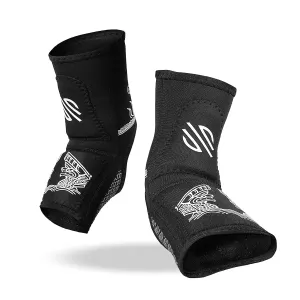 Sanabul Battle Forged Striking Gel Ankle Guard for MMA Muay Thai Kick Boxing 1 Pair - Black/White, Small/ Medium