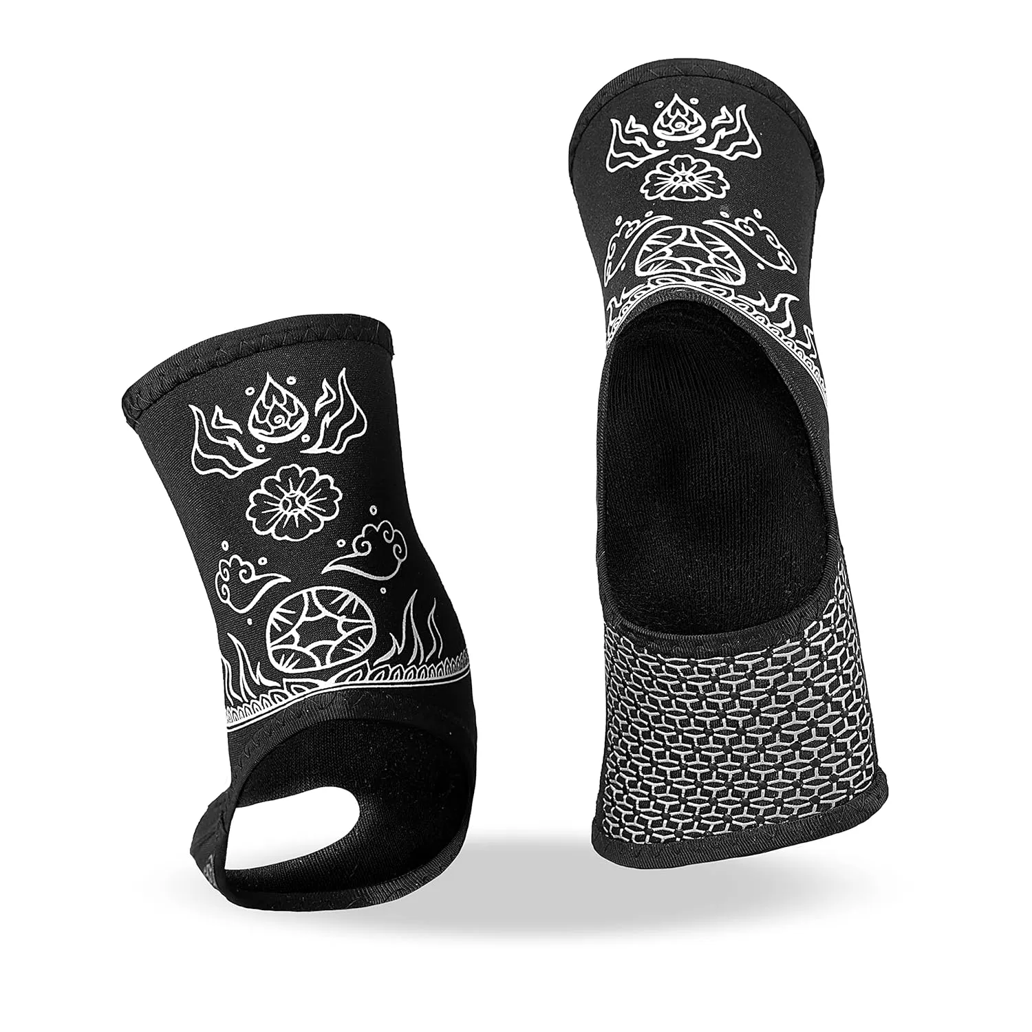Sanabul Battle Forged Striking Gel Ankle Guard for MMA Muay Thai Kick Boxing 1 Pair - Black/White, Small/ Medium