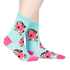 Snackin' Sloth Blue Women's Crew Socks