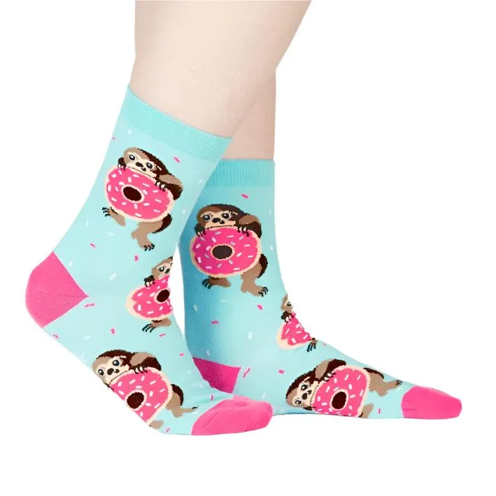 Snackin' Sloth Blue Women's Crew Socks