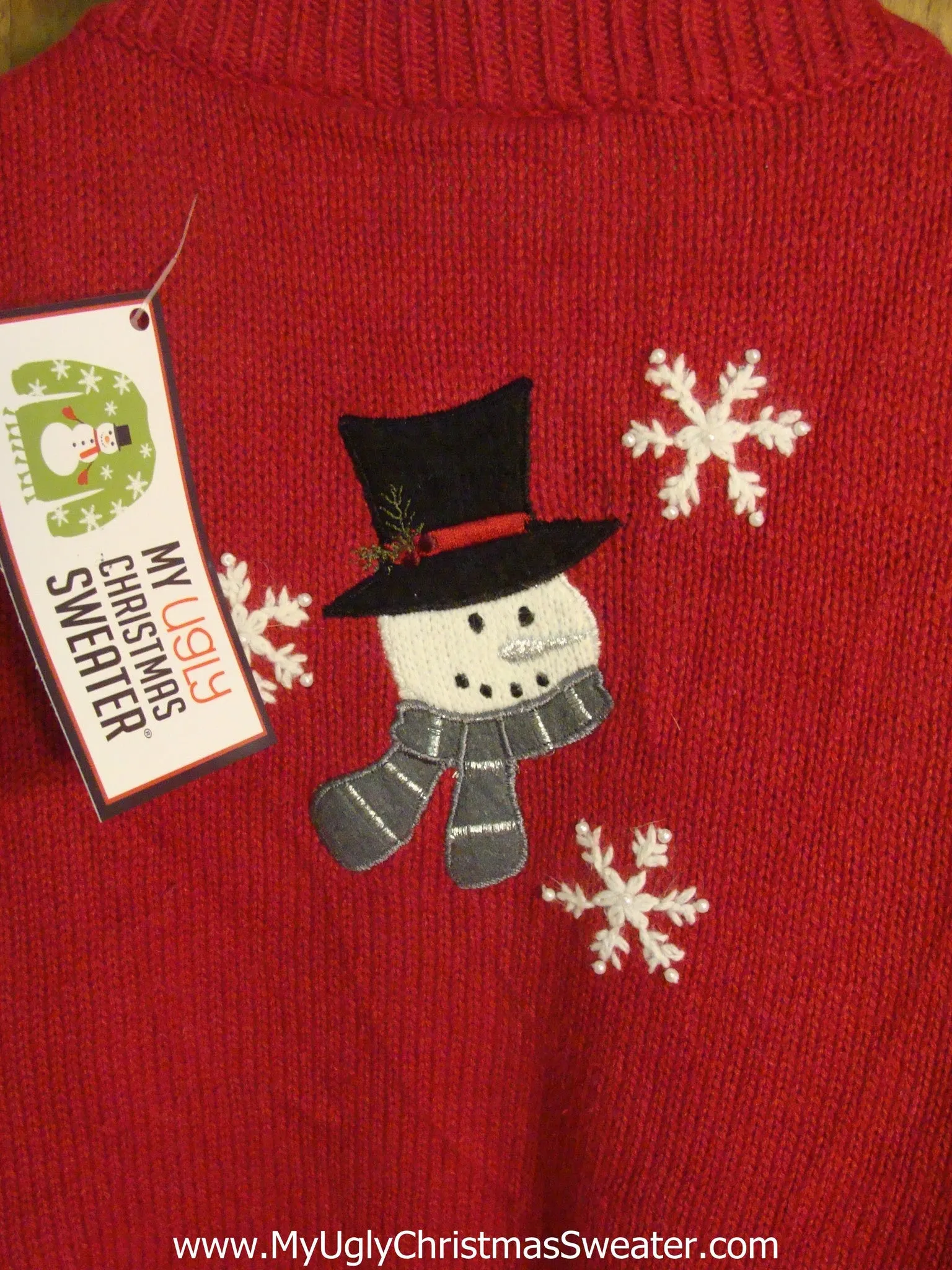 Snowmen and Their Mittens Cheesy Christmas Sweater