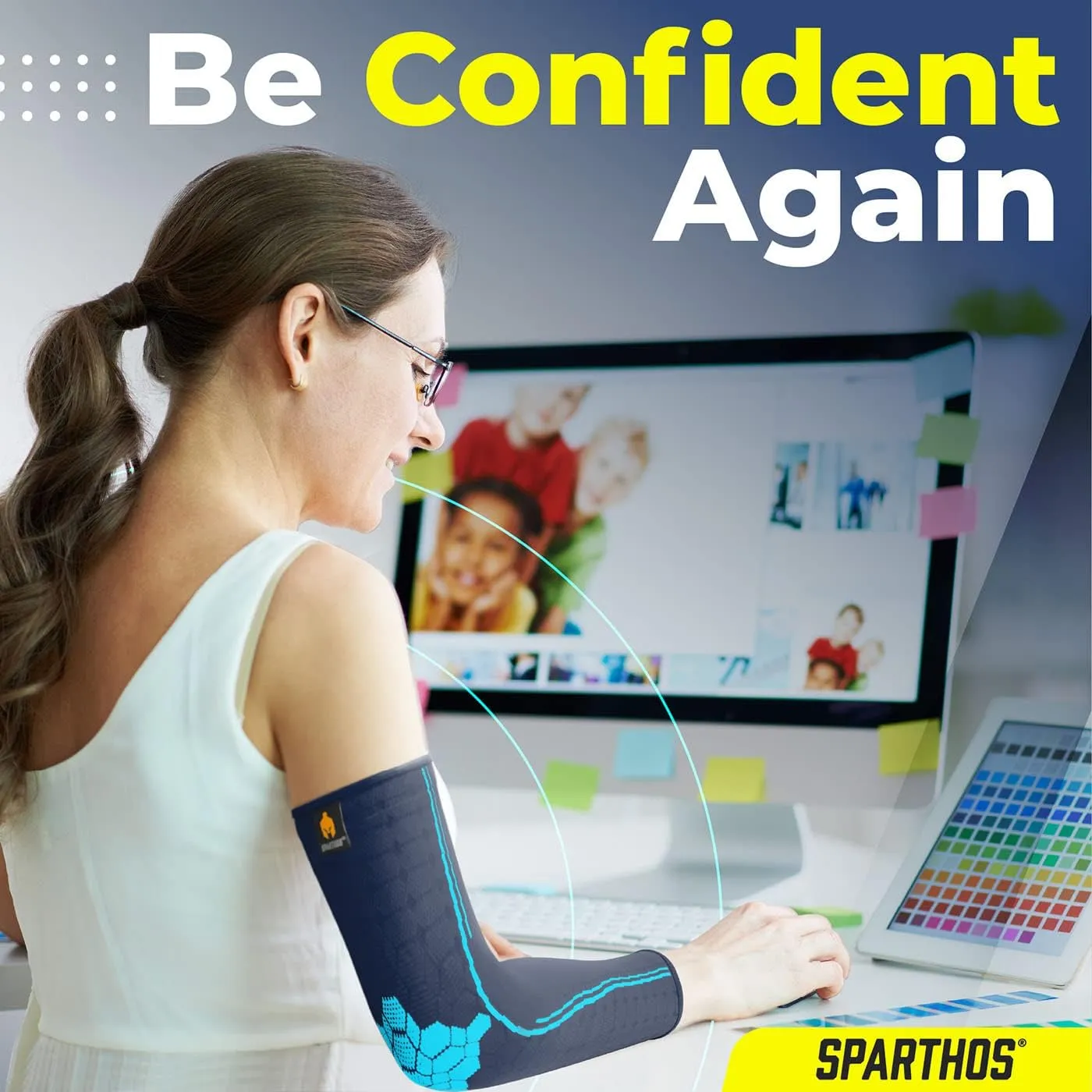 Sparthos Arm Compression Sleeves - Aid in Recovery and Support Active Lifestyle - Innovative Breathable Elastic Blend