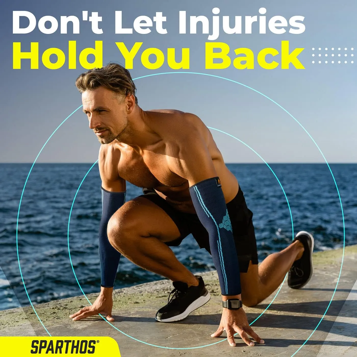 Sparthos Arm Compression Sleeves - Aid in Recovery and Support Active Lifestyle - Innovative Breathable Elastic Blend
