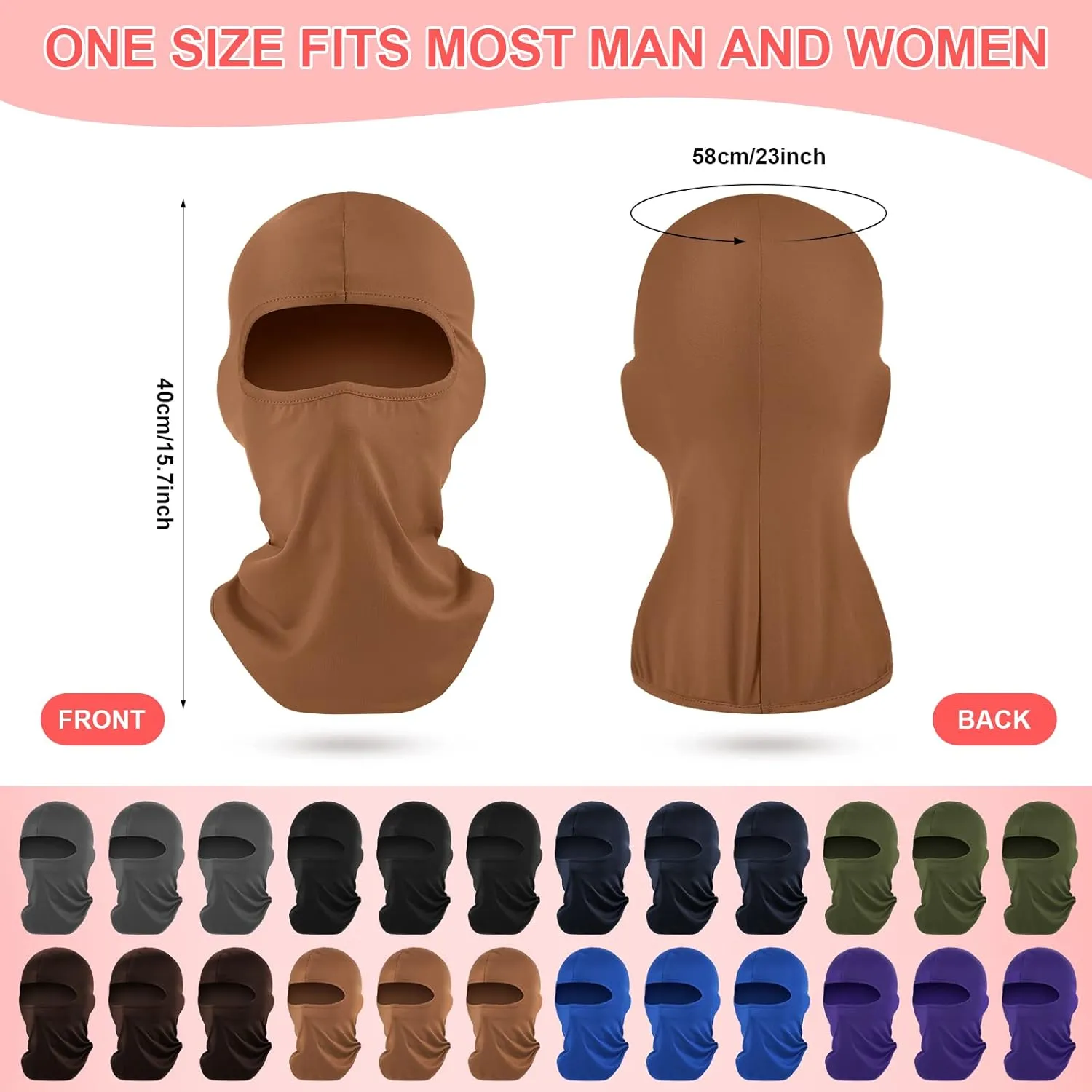 Tarpop 24 Pieces Ski Mask Balaclava Face Mask Full Face Cover for Men Skiing, UV Protection