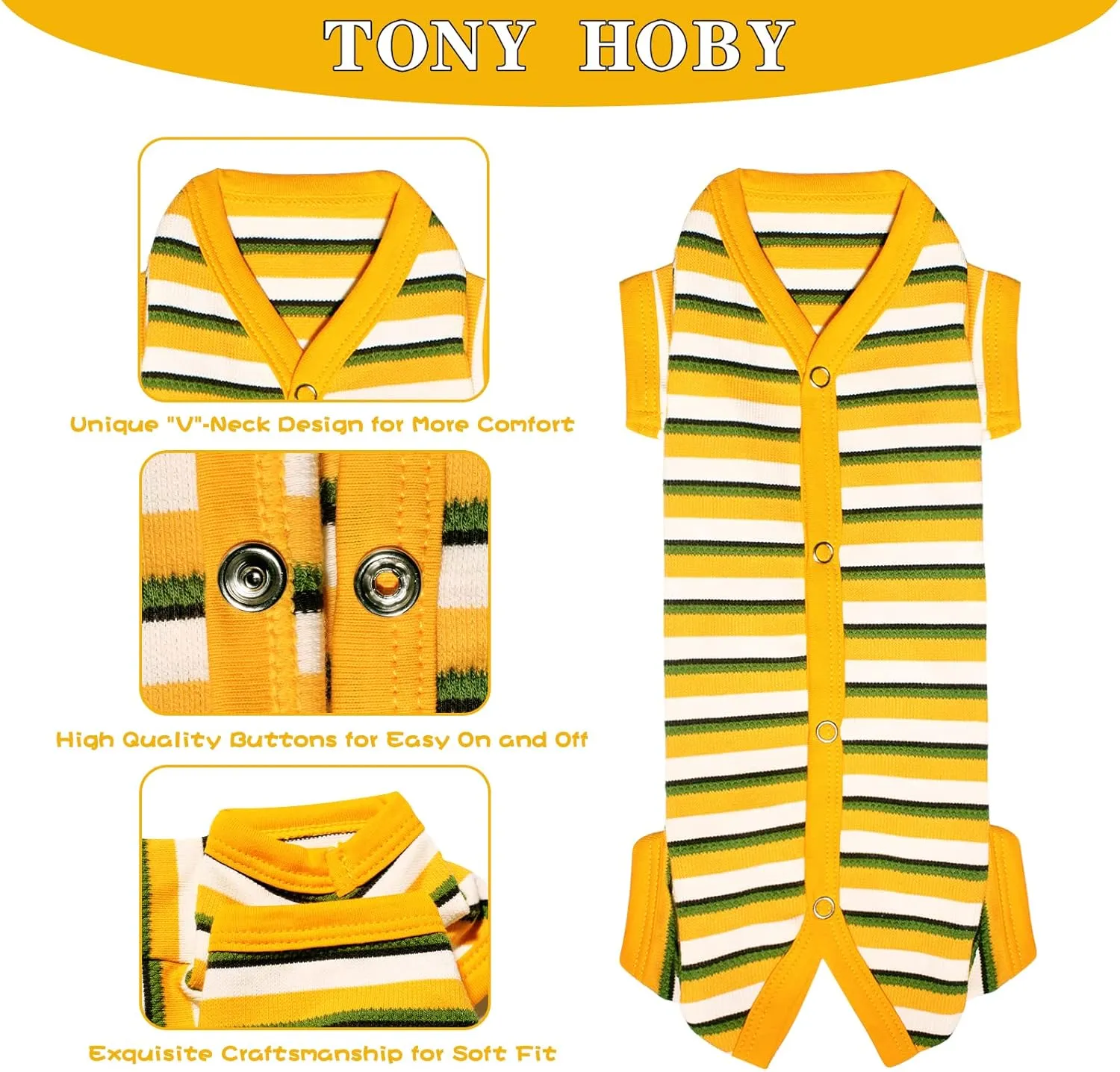 TONY HOBY Dog Pajamas, Dog Surgical Recovery Suit, Knitted Dog Shirt for Small Medium Dog (Yellow&Green, Girl, XL)